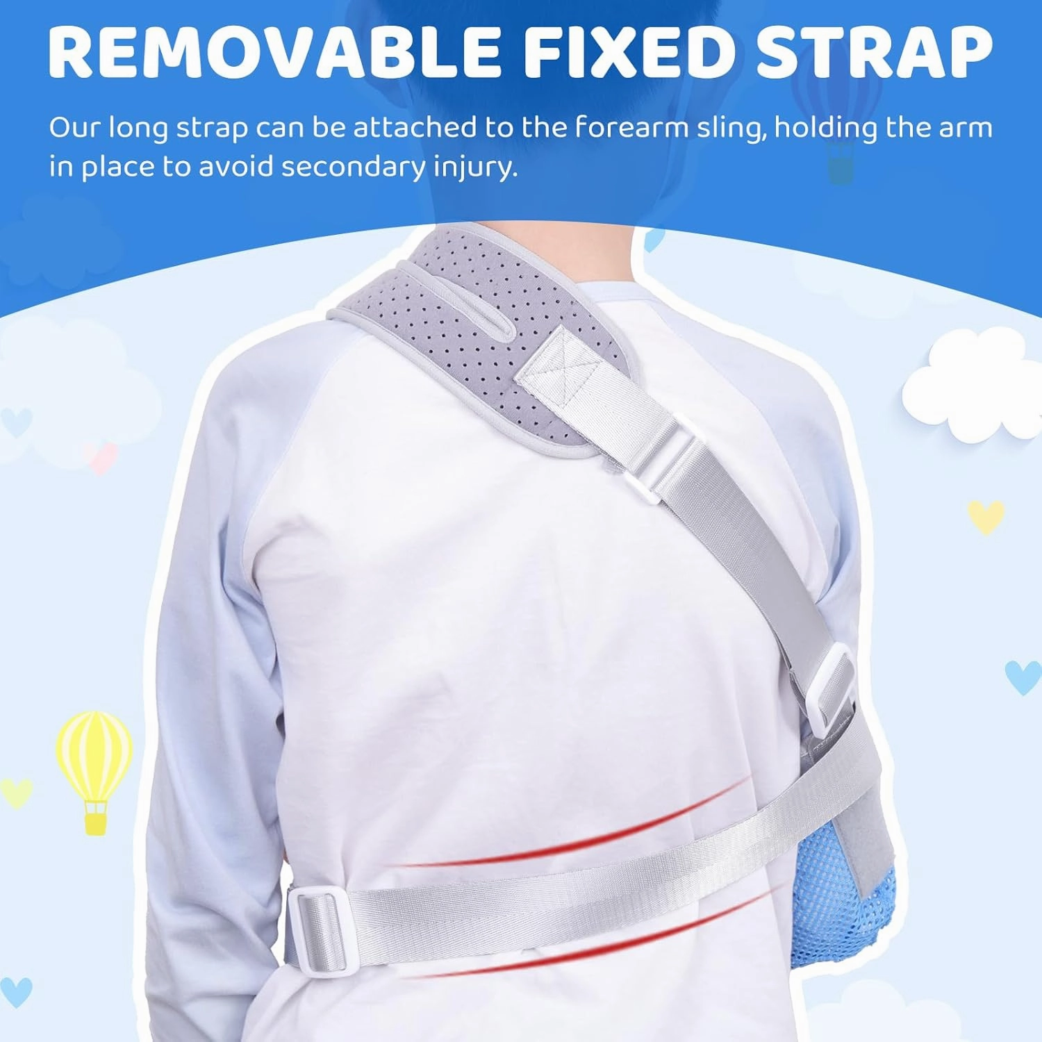 Arm Sling for Kids, Arm Brace with Support Plate, Arm Support Sling Shoulder Immobilizer for Children Shoulder Injury, Suit for Left and Right Arms, Boy and Girl (Blue-S)