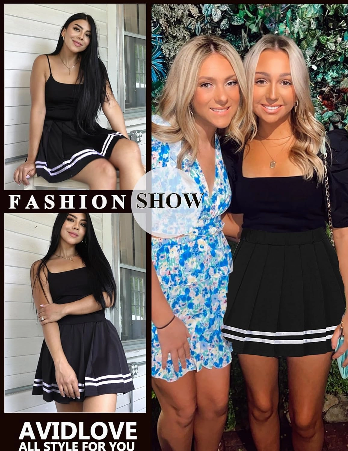 Avidlove Womens Pleated Skirt School Uniform Skirt Mini Skirt Pleated Cheer Skirt