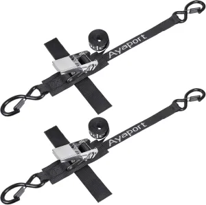 Ayaport Boat Tie Down Straps to Trailer (Stainless Steel Ratchet) 5 Feet, 2400lbs Break Strength Heavy Duty Ratchet Boat Straps, Boat Transom Straps Boat Trailer Accessories for Boating Safety, Black