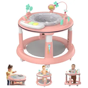 Baby Walker with 5 Adjustable Heights and 360 Degree Swivel Seat - Activity Center for Boys & Girls Babies 7-18 Months, Includes Music, Detachable Toys, Bounce Foot Pad