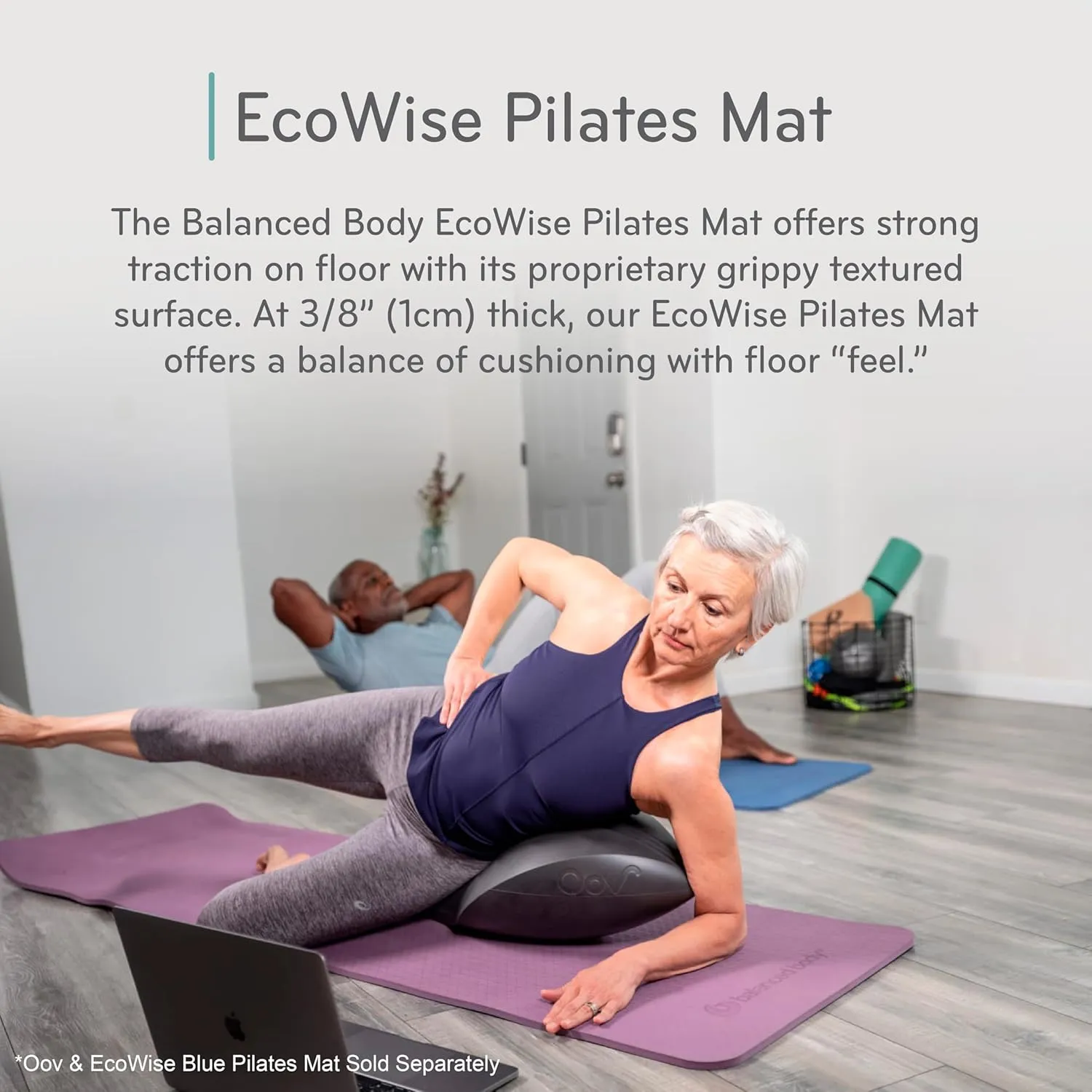 Balanced Body EcoWise Pilates Mat, Soft Non-Slip Pad for Fitness, Training, Exercise, and Home Workouts
