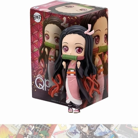 BANPRESTO Nezuko Kamado II [Ver. A]: 13cm Q Posket Mini Statue Figurine Bundled with 1 A.C.G. Compatible Theme Trading Card (18199)
