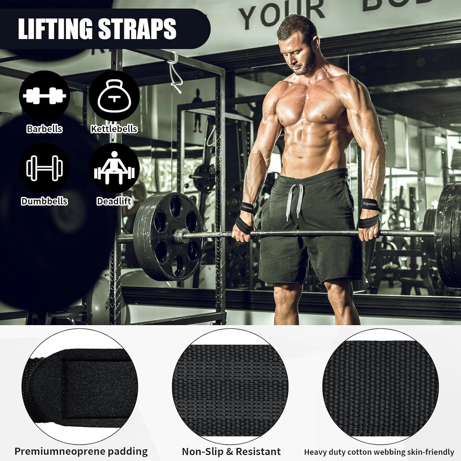 Barbell Pad Set with Hip Thrust Squat Pad Lifting Wrist Straps Ankle Straps for Cable Machines Resistance Bands Carry Bag Gym Accessories