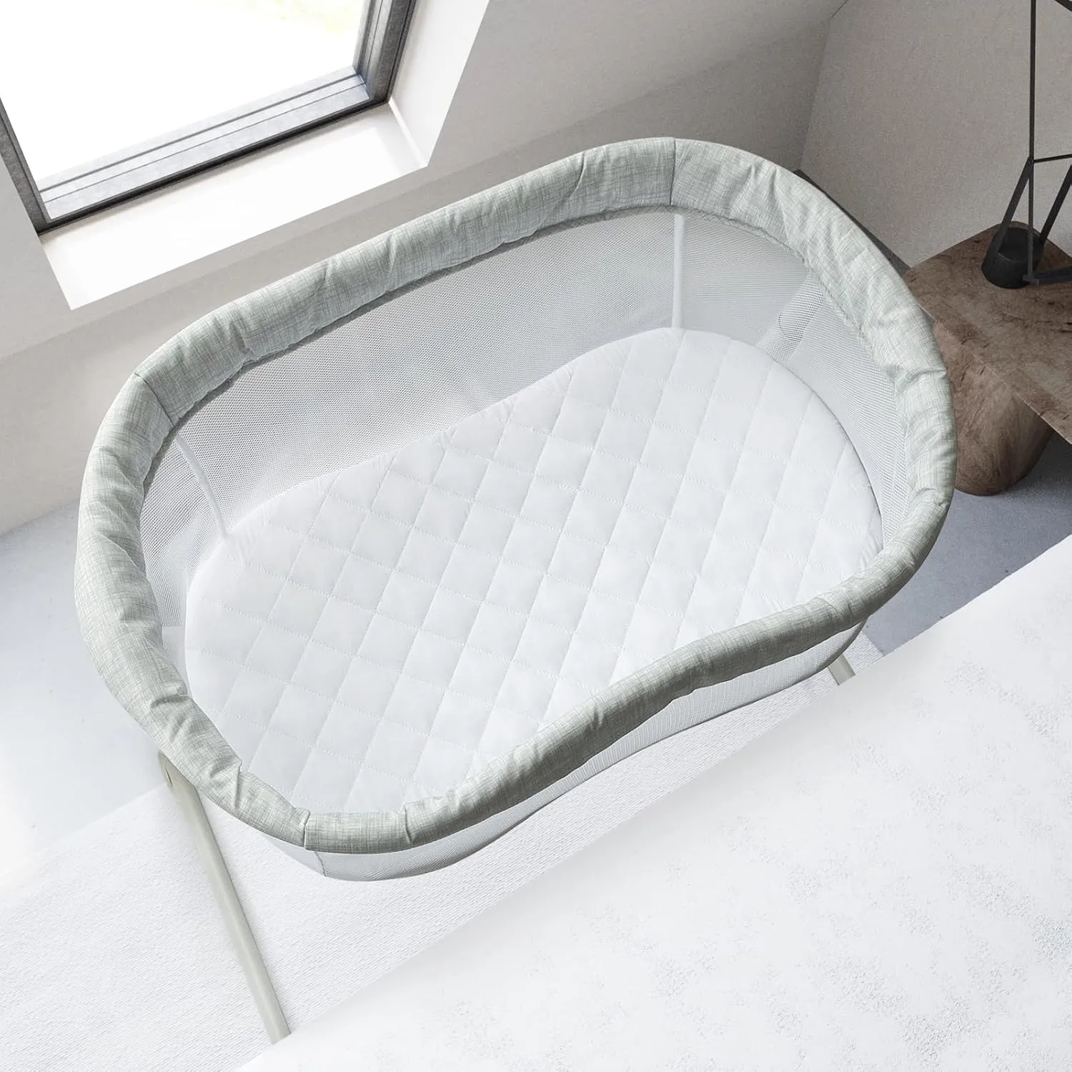 Bassinet Mattress Pad Cover 30" x 18" Fit for Halo BassiNest Swivel/Flex/Glide/Premiere & Luxe Series Sleeper, Waterproof Bassinet Mattress Protector Quilted Bassinet Sheets 2 Pack