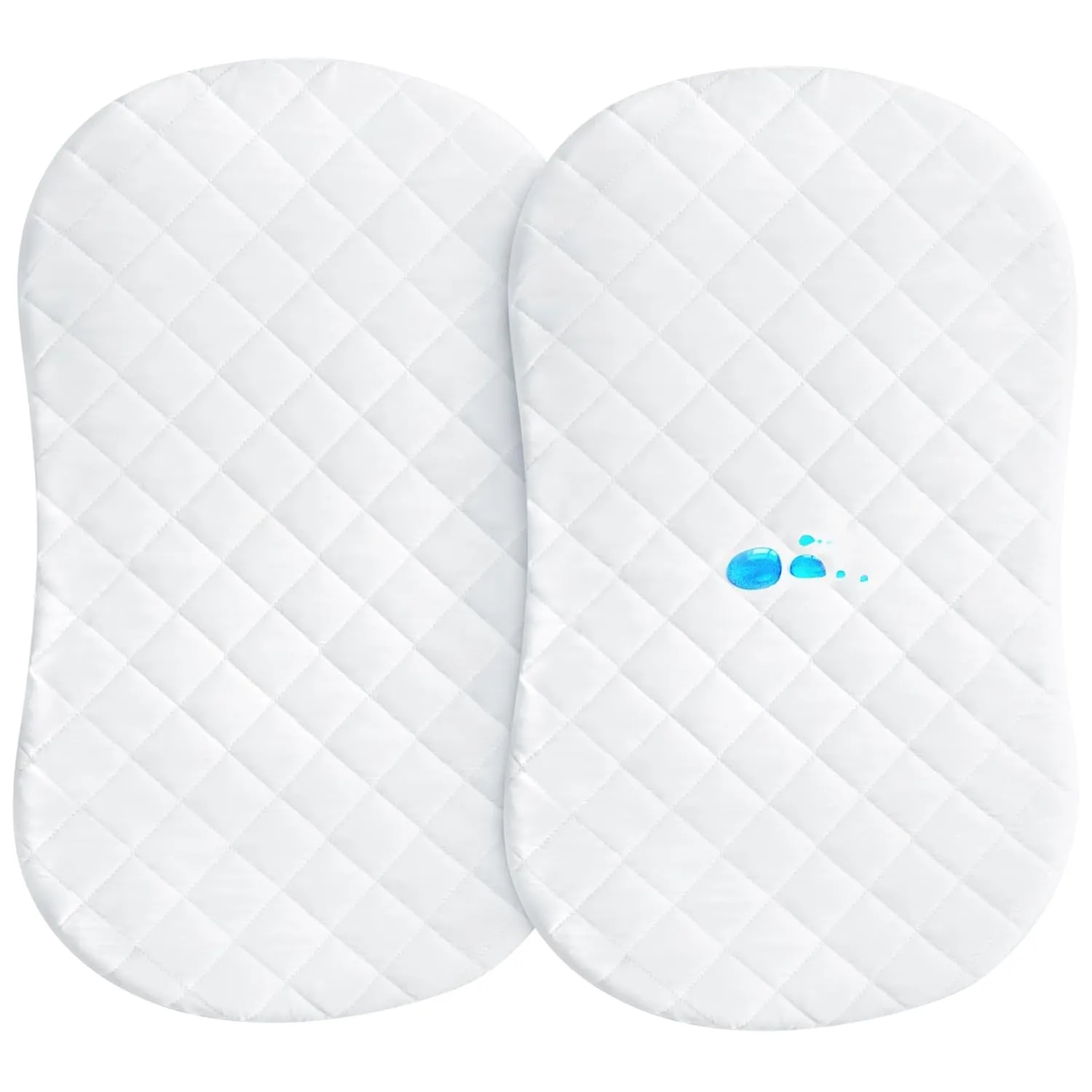 Bassinet Mattress Pad Cover 30" x 18" Fit for Halo BassiNest Swivel/Flex/Glide/Premiere & Luxe Series Sleeper, Waterproof Bassinet Mattress Protector Quilted Bassinet Sheets 2 Pack