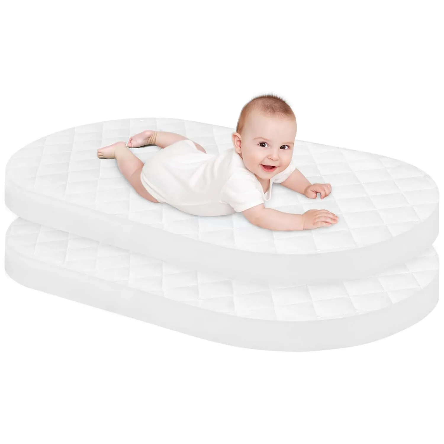 Bassinet Mattress Pad Cover 30" x 18" Fit for Halo BassiNest Swivel/Flex/Glide/Premiere & Luxe Series Sleeper, Waterproof Bassinet Mattress Protector Quilted Bassinet Sheets 2 Pack