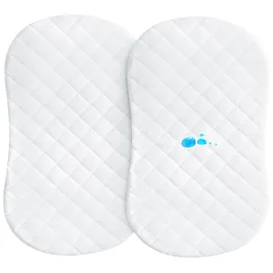 Bassinet Mattress Pad Cover 30" x 18" Fit for Halo BassiNest Swivel/Flex/Glide/Premiere & Luxe Series Sleeper, Waterproof Bassinet Mattress Protector Quilted Bassinet Sheets 2 Pack