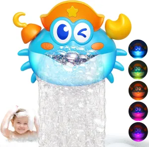 Bath Toys,Crab Baby Bath Toys Light Up Bath Bubble Machine with Colourful RGB Light Great Birthday Gift for Boys and Girls Toddler Toy for Kids Ages 1-3 4-8