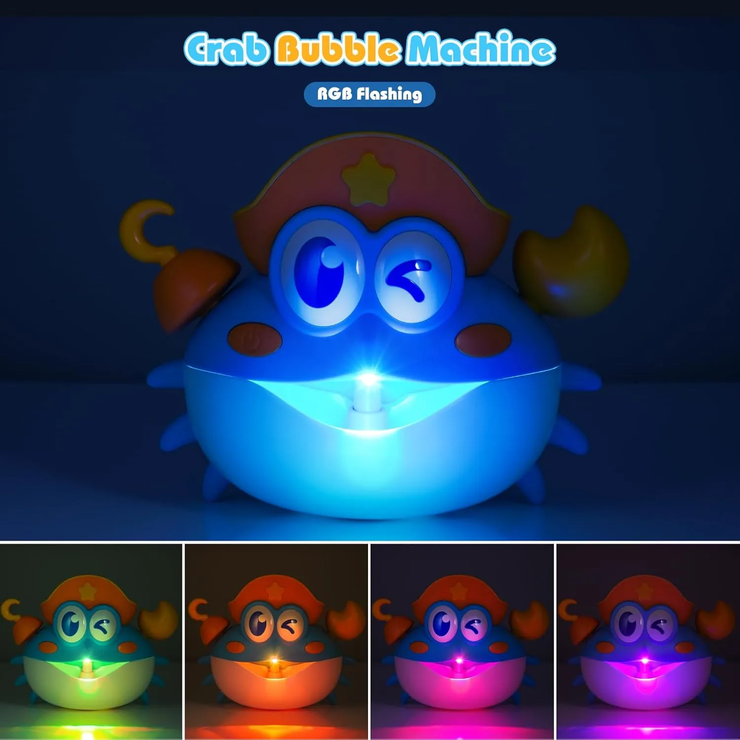 Bath Toys,Crab Baby Bath Toys Light Up Bath Bubble Machine with Colourful RGB Light Great Birthday Gift for Boys and Girls Toddler Toy for Kids Ages 1-3 4-8