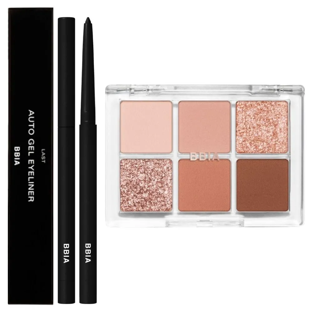 BBIA Last Auto Gel Eyeliner (01 NOIR)   Ready To Wear Eye Palette (03 DRY FLOWER) Bundle Set
