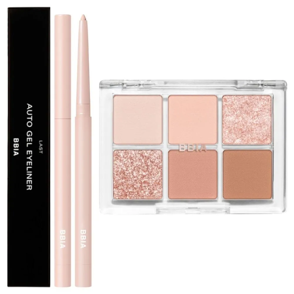 BBIA Last Auto Gel Eyeliner (11 LINEN BEIGE)   Ready To Wear Eye Palette (01 NUDE BLUSH) Bundle Set