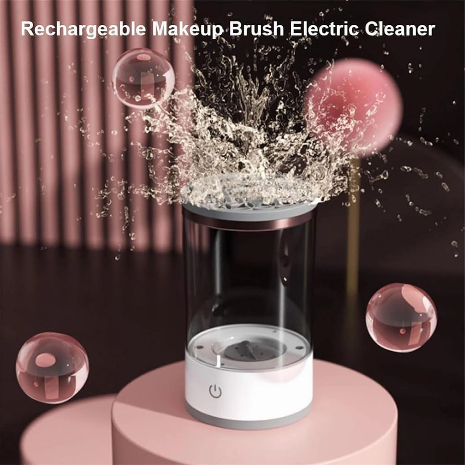 Beauty Swirl Cosmetic Brush Cleaner, The Cozy Luna Brush Cleaner, Electric Makeup Brush Cleaner, Cosmetic Brush Cleaner, Suitable for All Makeup Brush Size (Black, Plug-in)
