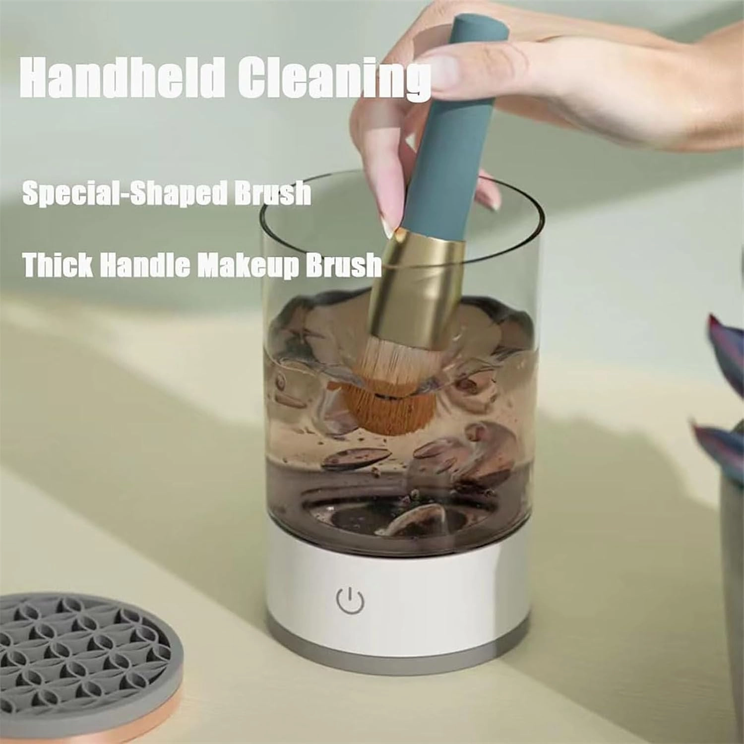 Beauty Swirl Cosmetic Brush Cleaner, The Cozy Luna Brush Cleaner, Electric Makeup Brush Cleaner, Cosmetic Brush Cleaner, Suitable for All Makeup Brush Size (Black, Plug-in)