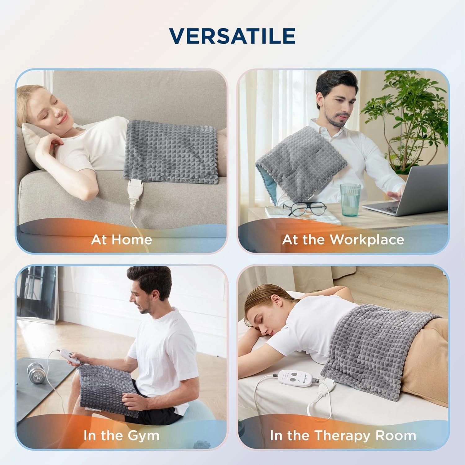 Bedsure Back Heating Pad for Neck and Shoulders, Weighted Heated Pad with Vibration, FSA HSA Eligible, Mother's Day & Birthday Gifts for Women Men Mom, Auto Shut Off, 5lbs 12" x 24", Grey
