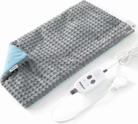 Bedsure Back Heating Pad for Neck and Shoulders, Weighted Heated Pad with Vibration, FSA HSA Eligible, Mother's Day & Birthday Gifts for Women Men Mom, Auto Shut Off, 5lbs 12" x 24", Grey