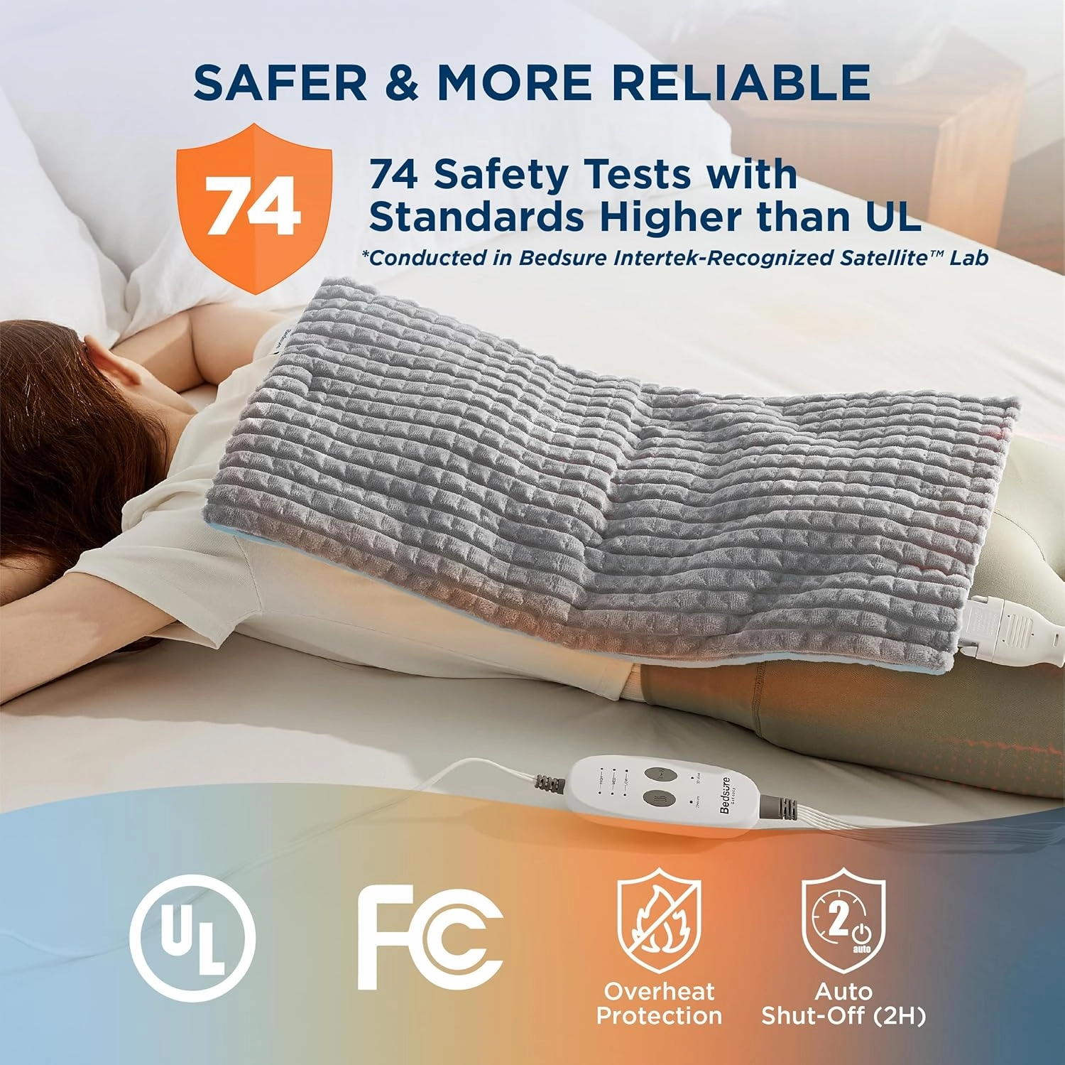 Bedsure Back Heating Pad for Neck and Shoulders, Weighted Heated Pad with Vibration, FSA HSA Eligible, Mother's Day & Birthday Gifts for Women Men Mom, Auto Shut Off, 5lbs 12" x 24", Grey