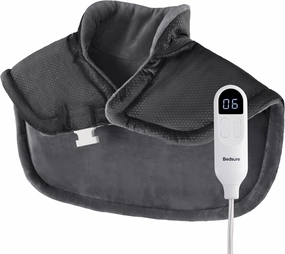 Bedsure Heating Pad for Neck and Shoulders Pain Relief - Father's Day & Birthday Gifts for Women Men Moms, FSA HSA Eligible, Weigthed Heated Pad 2.2lbs, Large Heated Wrap, 24" x 22", Grey