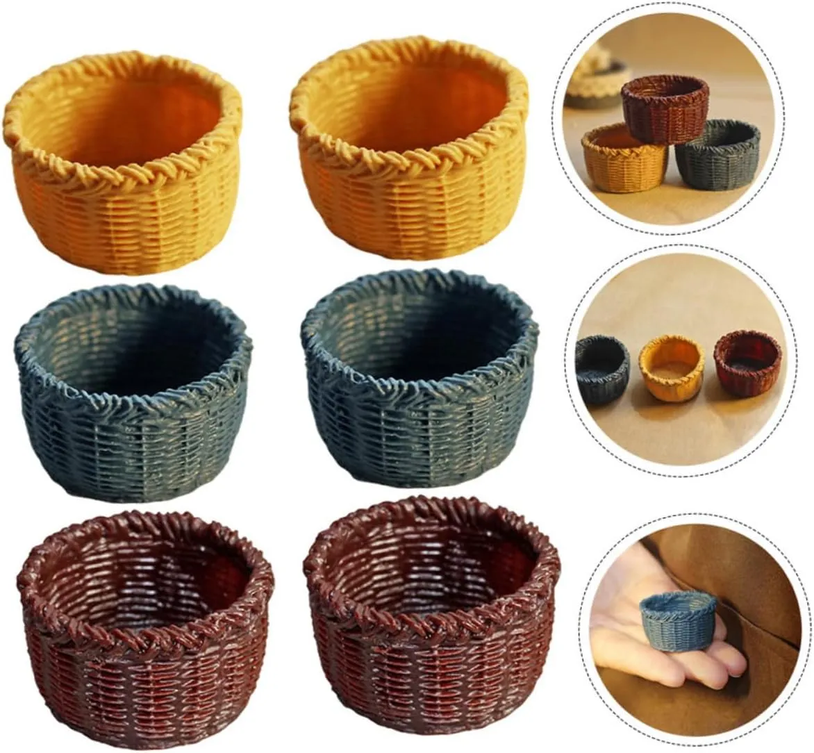BESPORTBLE 3sets 6pcs Miniature Basket Adorable Storage Baskets Natural and Creative Dollhouse Accessories for Supply and Home Decor 6pcs*3