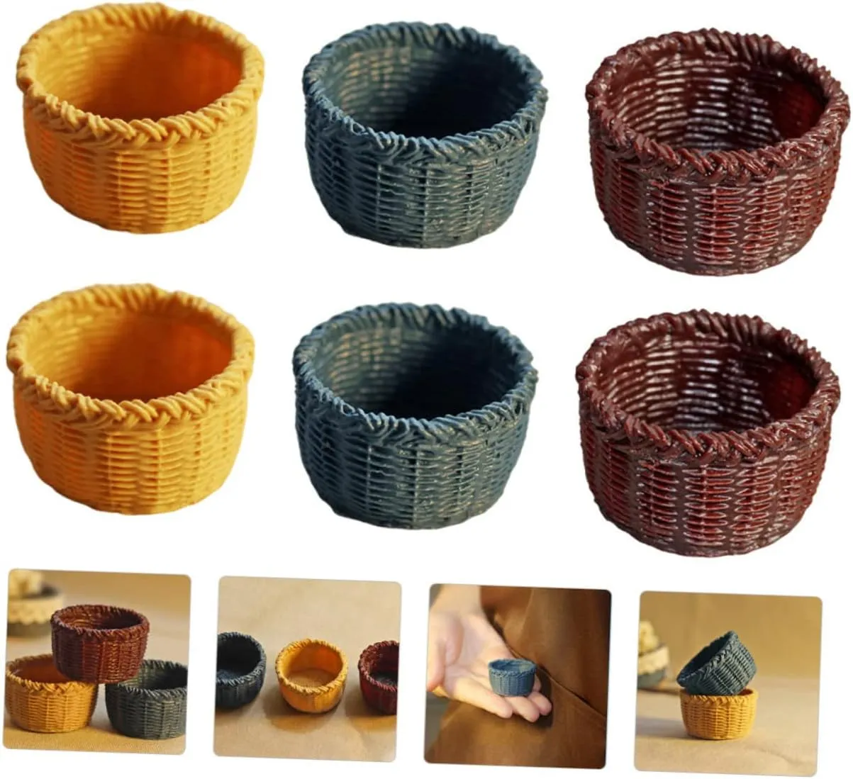BESPORTBLE 3sets 6pcs Miniature Basket Adorable Storage Baskets Natural and Creative Dollhouse Accessories for Supply and Home Decor 6pcs*3