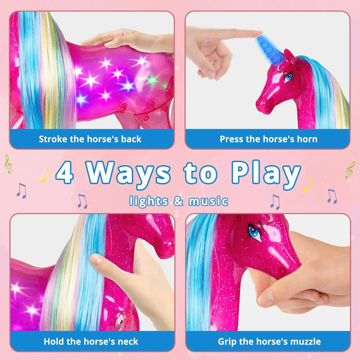 BETTINA Large Unicorn & Princess Doll Set with Lights & Sounds - Magical Unicorn Toys, 11.5 Inch Dolls, Horse Playset, Unicorn Gifts for Girls Ages 3-8