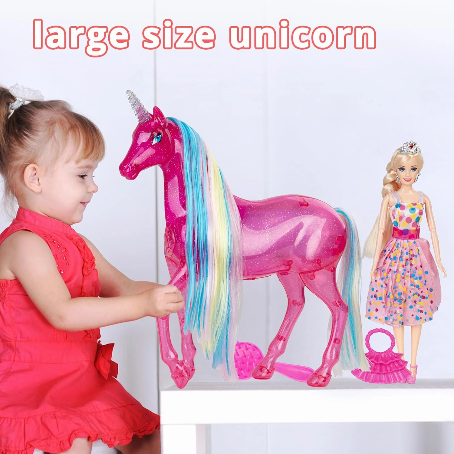 BETTINA Large Unicorn & Princess Doll Set with Lights & Sounds - Magical Unicorn Toys, 11.5 Inch Dolls, Horse Playset, Unicorn Gifts for Girls Ages 3-8