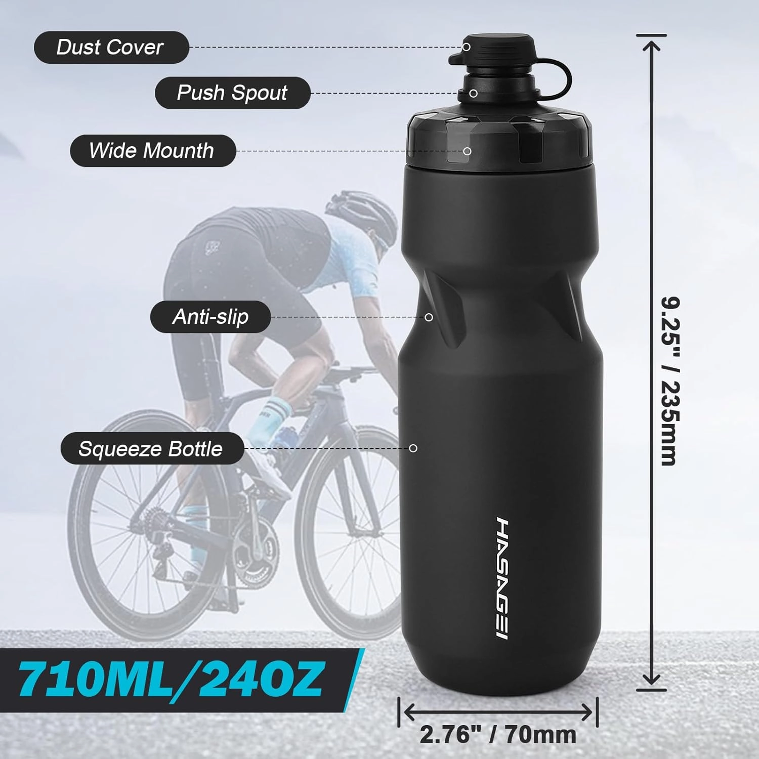 Bicycle Water Bottle Holder with 24 Oz Bottle, Durable Leak-Proof Non-Slip Design, Lightweight & Universal Fit for Mountain/Road Cycling Accessories
