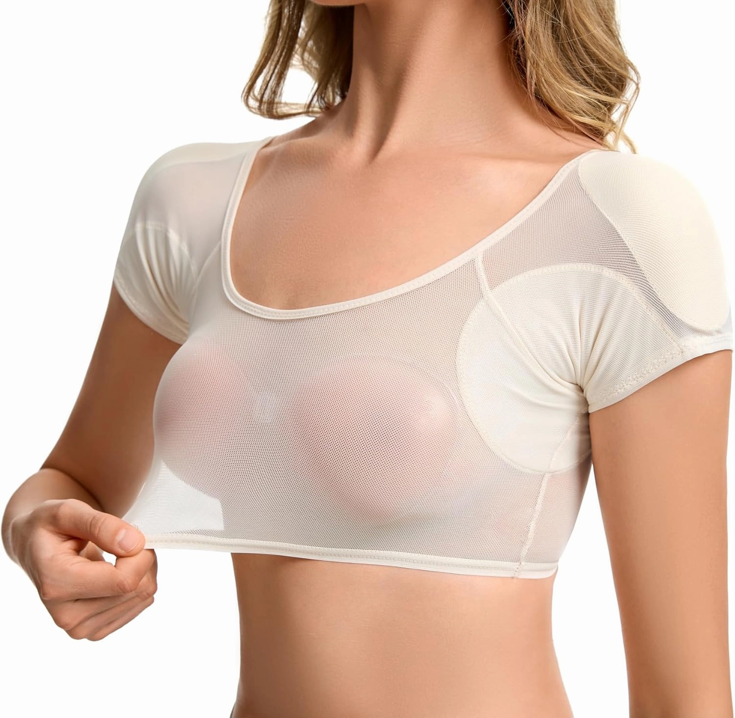 BIMEI Women Shoulder Pad Short Sleeves Padded Tank Top Shirt Soft Underwear Underarm Sweat Vest