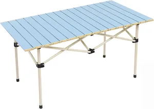 BK&MF Aluminum Folding Camping Table,Portable Ultralight Outdoor Picnic Camping Table Compact Roll-up Table with Carry Bag for Camping Picnic Beach,B,95x55x50cm(37x22x20inch)