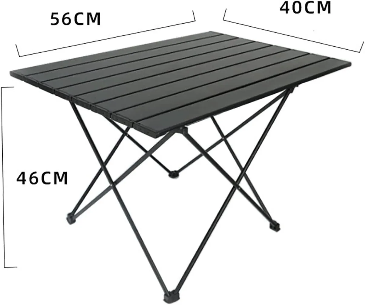BK&MF Outdoor Folding Camping Table,Aluminum Picnic Camping Table Ultralight Compact Grill Table with Carry Bag for Cooking, Picnic, Camp,A,56x40x46cm(22x16x18inch)