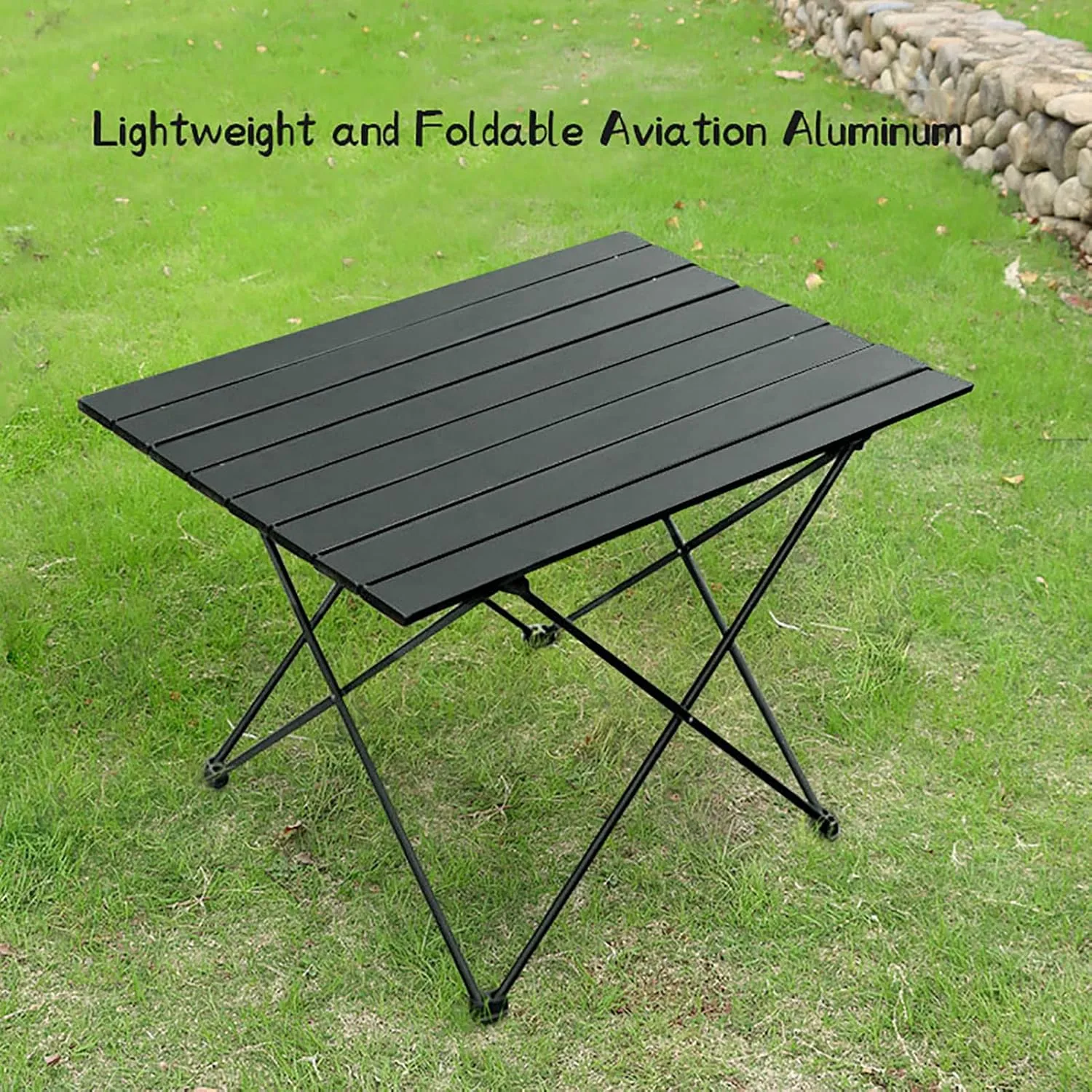 BK&MF Outdoor Folding Camping Table,Aluminum Picnic Camping Table Ultralight Compact Grill Table with Carry Bag for Cooking, Picnic, Camp,A,56x40x46cm(22x16x18inch)
