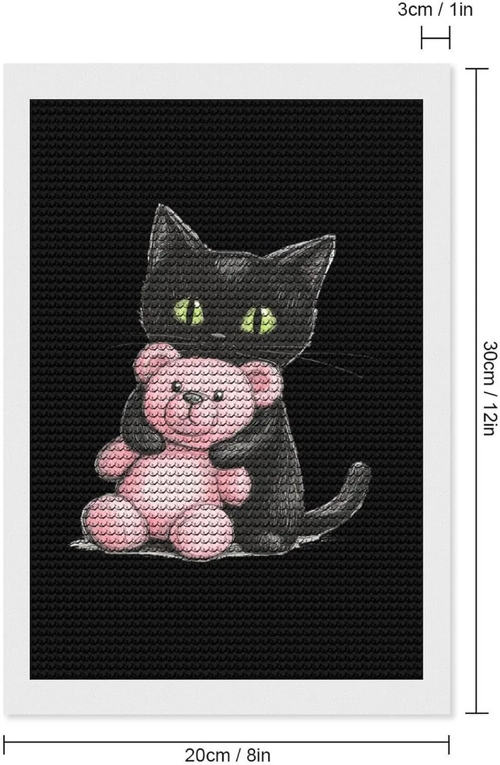 Black Cat Friend Teddy Bear Diamond Art Painting Kits Craft for Home Wall Decor for Adults DIY Gift 8"x12"