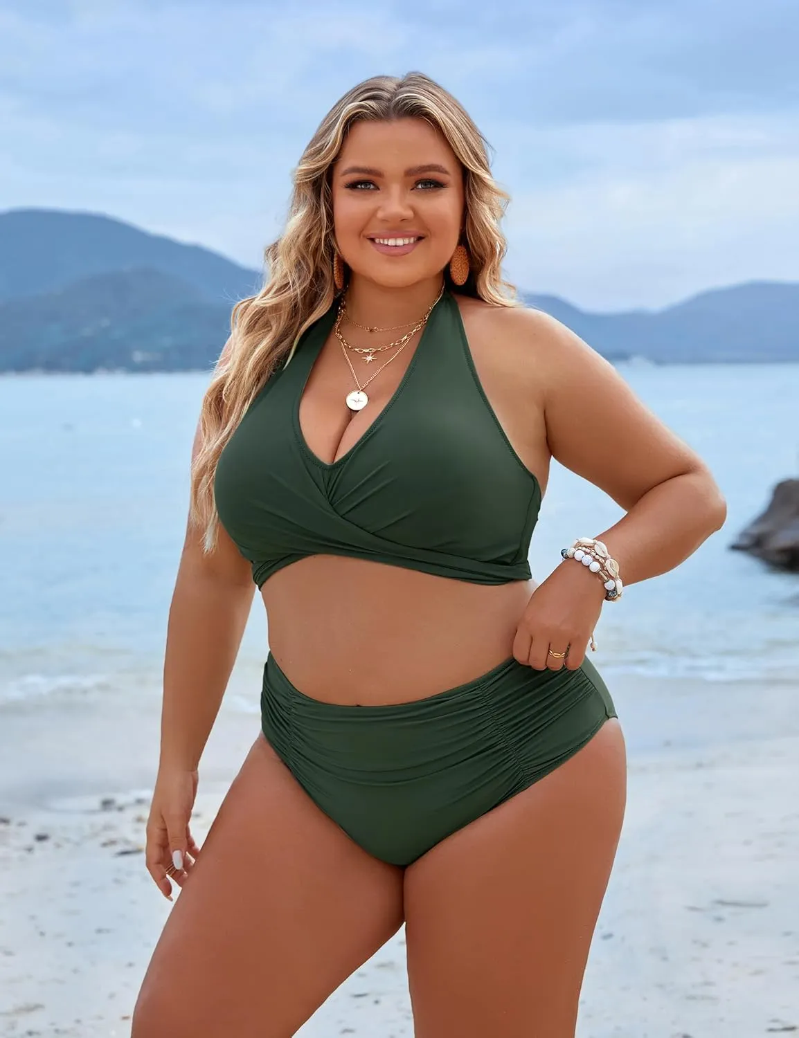 Blooming Jelly Womens Tummy Control Bathing Suits Modest High Waisted Bikini Sets Cute Halter 2 Piece Swim Suit 2025