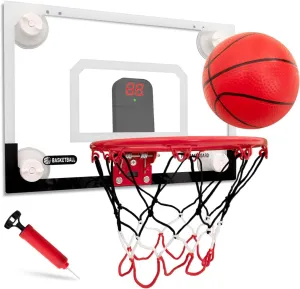BOHEN Indoor Mini Basketball Hoops with Powerful Suction Cup, Stick to Windows, Wooden Doors, Smooth Walls - Basketball Backboard Toy Indoor Bedroom Office for Kids Teens Adults