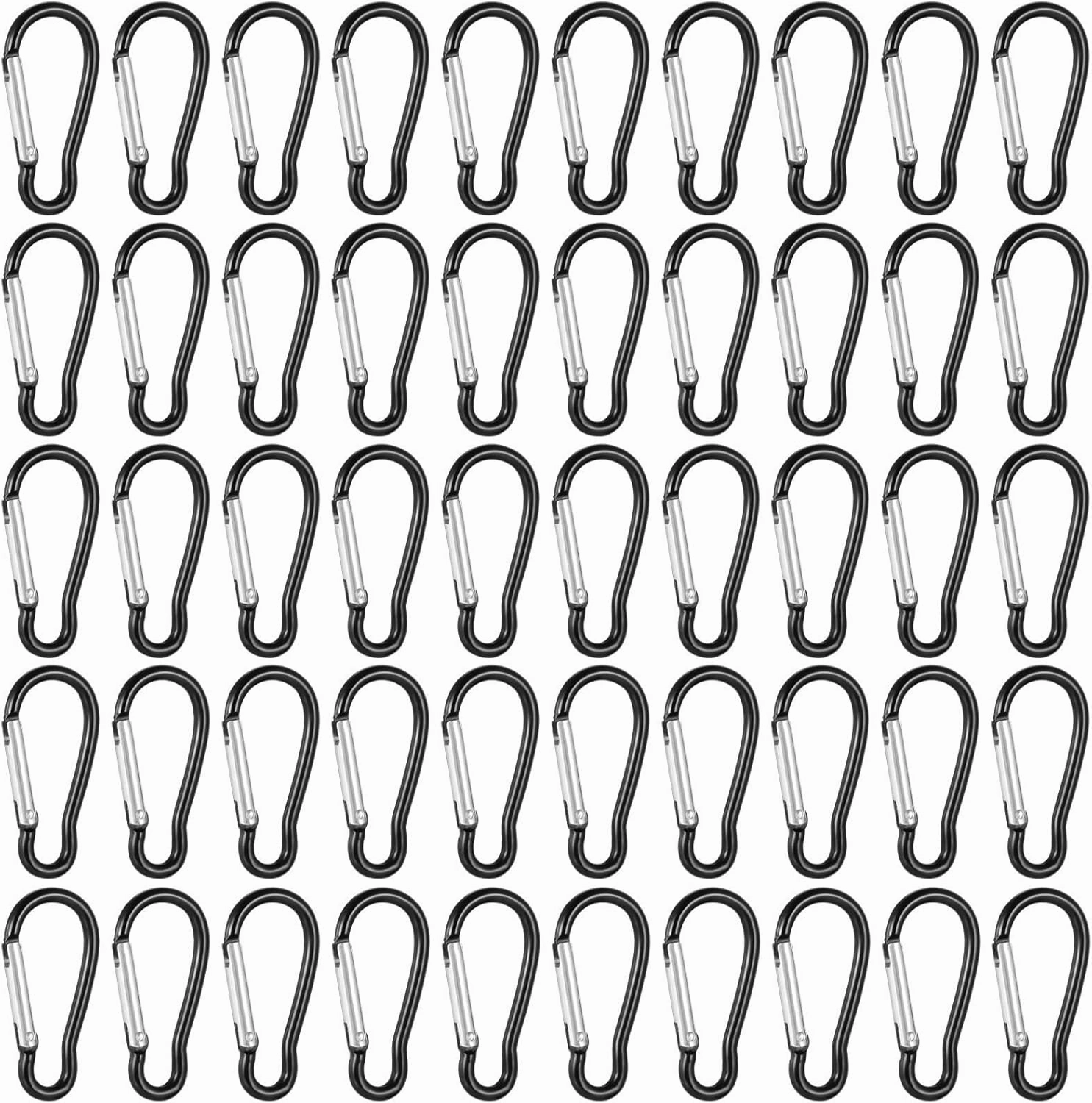 BOSREROY 200 Mini Aluminum Carabiners with Spring-Lock Clips, D-Shape Keychain Hooks for Fishing, Camping, Hiking, and Outdoor Gear