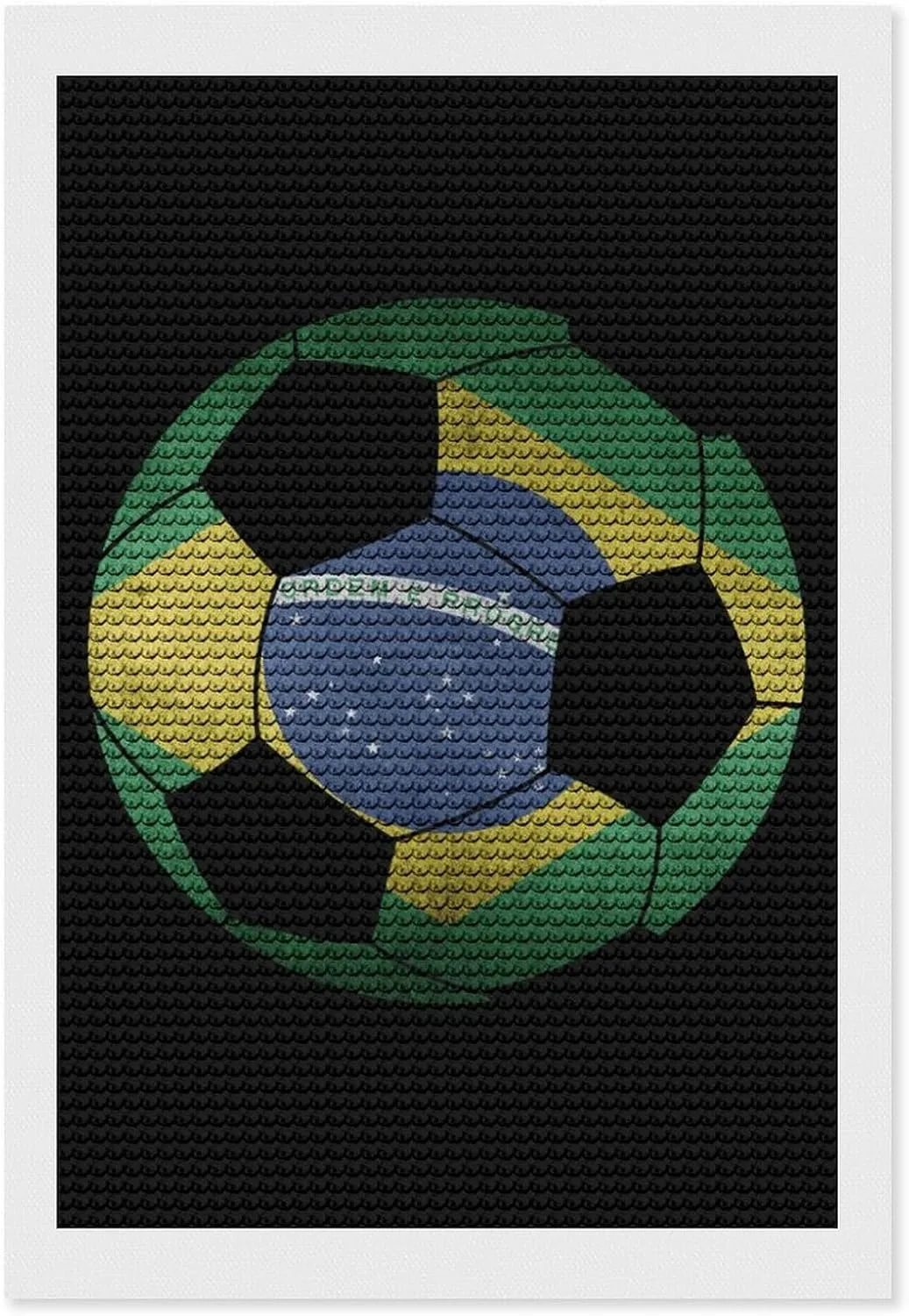 Brazil Soccer Ball with Brazilian Flag Diamond Art Painting Kits Craft for Home Wall Decor for Adults DIY Gift 8"x12"