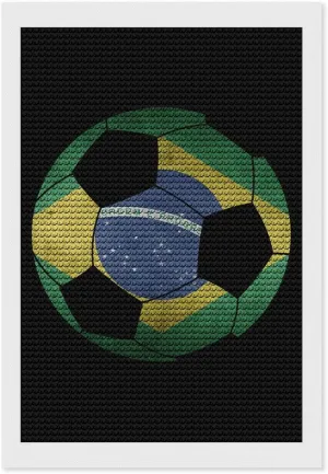 Brazil Soccer Ball with Brazilian Flag Diamond Art Painting Kits Craft for Home Wall Decor for Adults DIY Gift 8"x12"