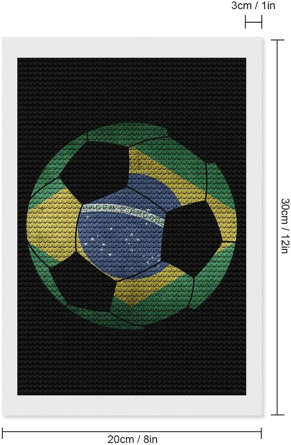 Brazil Soccer Ball with Brazilian Flag Diamond Art Painting Kits Craft for Home Wall Decor for Adults DIY Gift 8"x12"