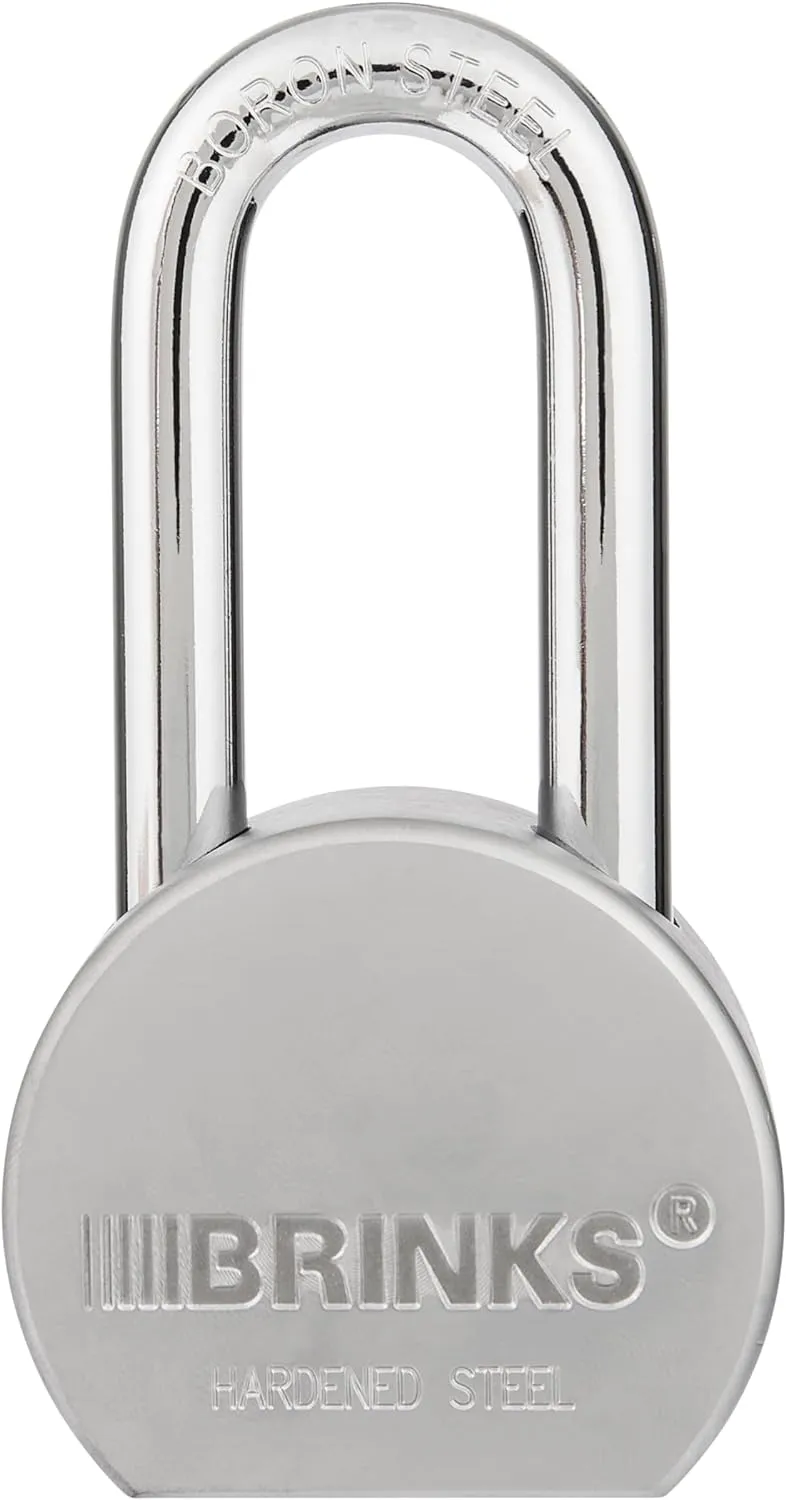 BRINKS Heavy Duty Padlock with Key, 64 mm Commercial Solid Steel with Boron Shackle for Secure Entry, Keyed Padlocks