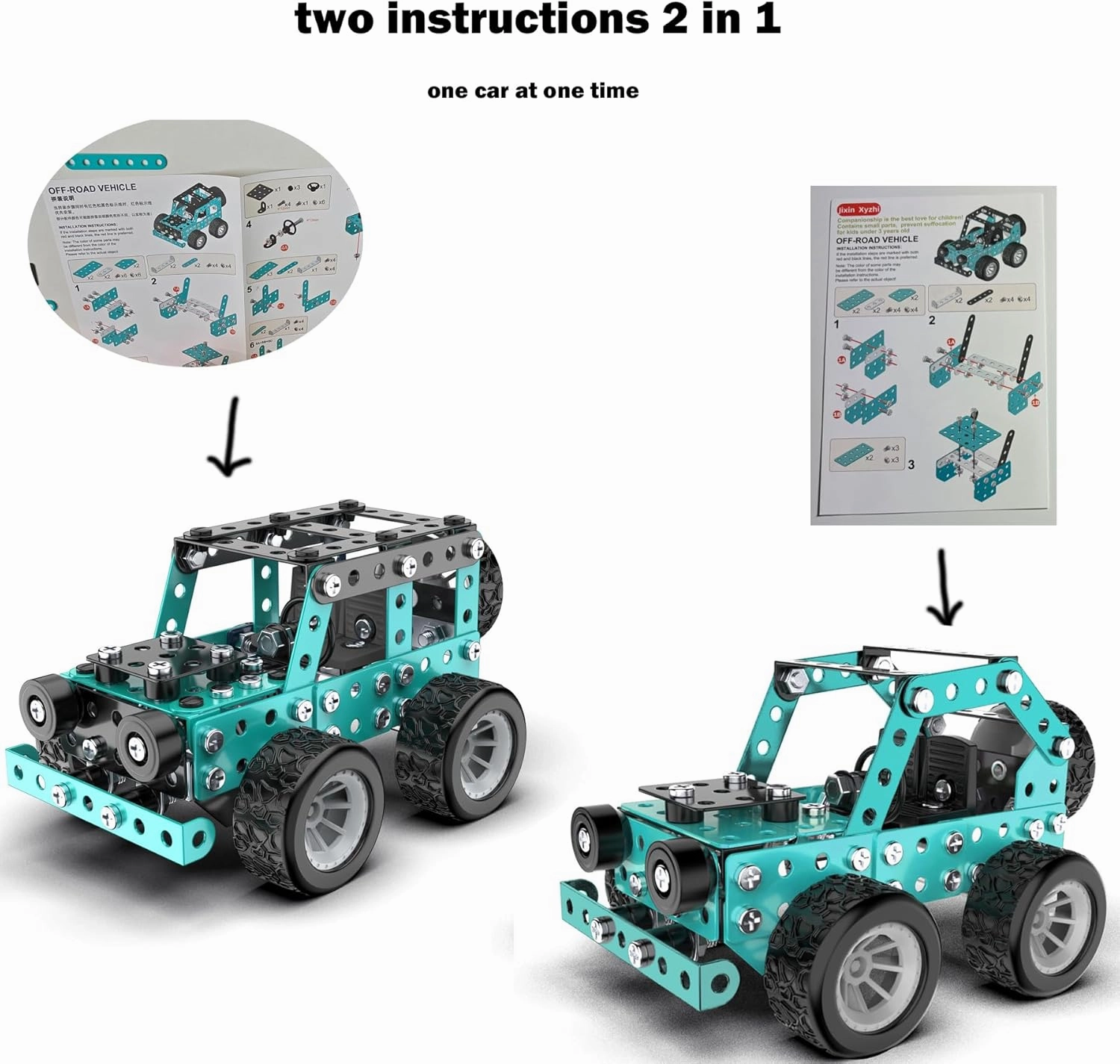 Buildable 3D Metal Engineering Kit 194-Piece STEM Set for Ages 8-16 Develops Logic Skills DIY Project Ideal Gift for Kids (Blue)