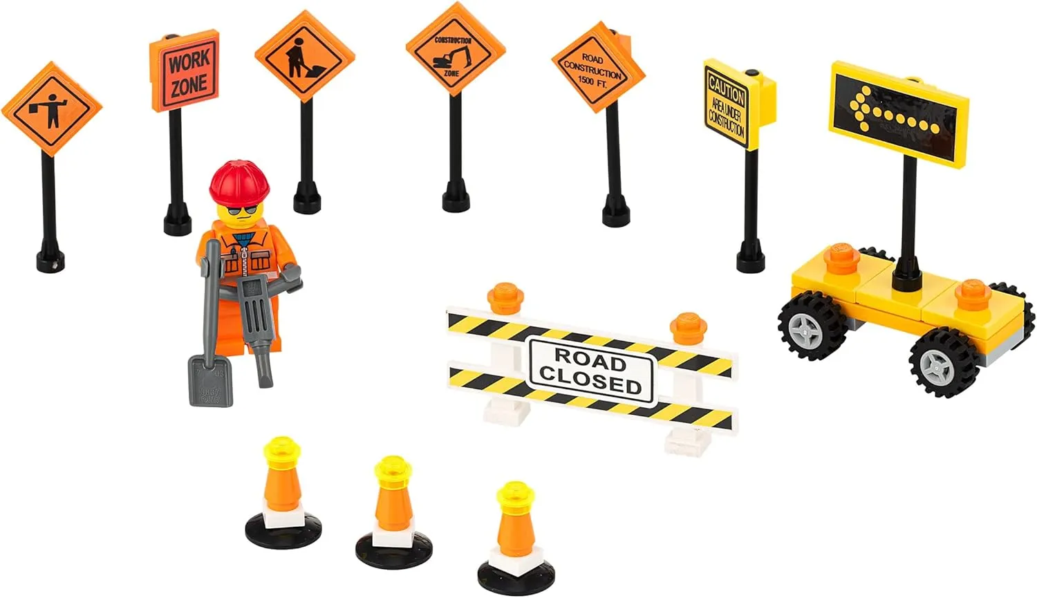 Building Toys 2 Lane Main Road Traffic Light City Town Village Street Stop Sign Bus Stop Post Box Road Sign Compatible with All Major Brick Brands Educational Toy Ages 4  1:64 Scale (Construction Set)
