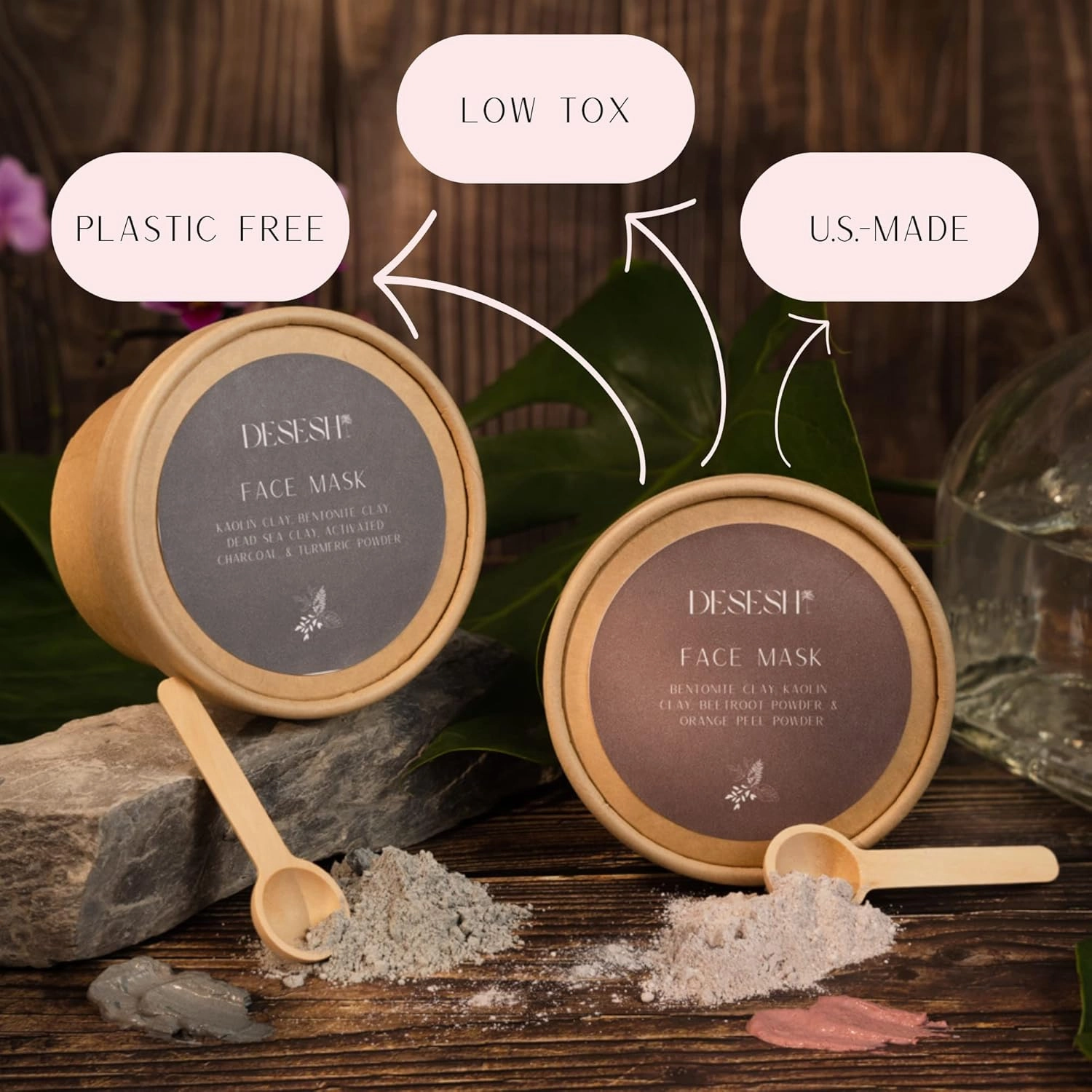 Bulk Powdered Mineral Beauty Mud Mask, US-Made, No Artificial Colors Or Fragrances, Plastic Free, Vegan, Cruelty Free, Spa Quality Natural Ingredients (Clay & Charcoal)