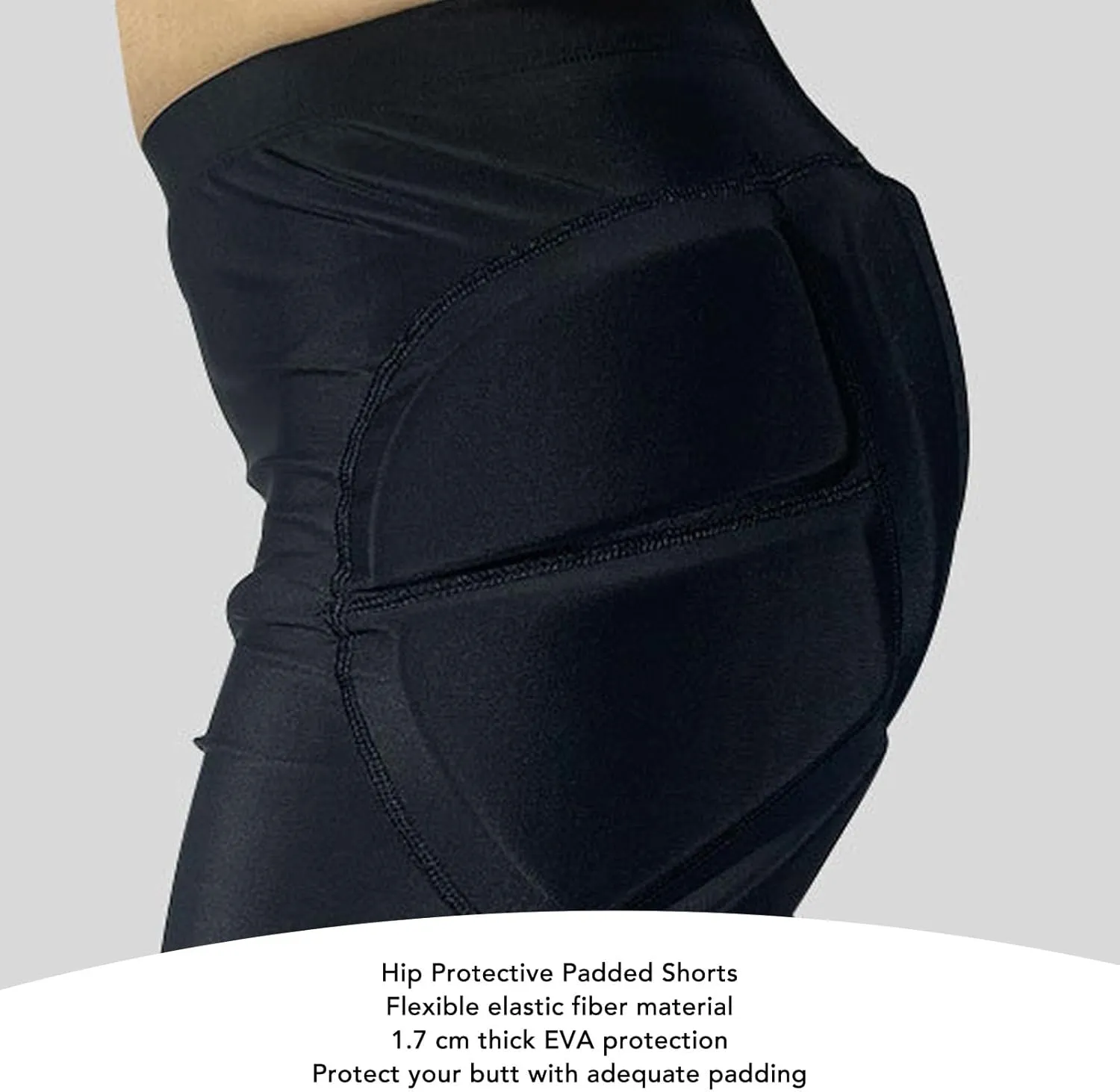 Butt Pad Shorts Shock Absorbing Soft Elastic Breathable Hip Protective Padded Shorts for Skating Snowboarding Ski