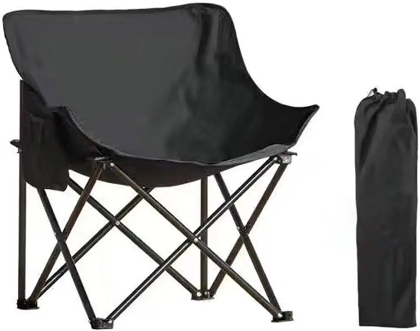 Camping Directors Chair, Heavy Duty, Portable Folding Chair with Pocket for Beach, Fishing, Trip, Picnic, Lawn, Concert Outdoor Foldable Camp Chairs, 120KG Support, Black