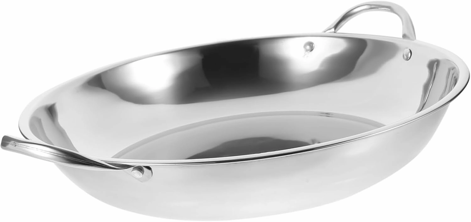 Camping Cookware Set Stainless Steel Wok Pan Dry Pot Cooking Pan Wok for Stove