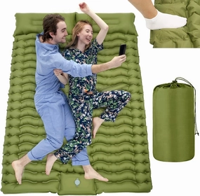 Camping, Sleeping Inflatable Pad 78.7 X 55 X 3.9 Inches with Foot Pump, Adjustable Pillow for Hiking, Climbing, Backpacking, Traveling, Self-Inflating Sleeping Mat Double