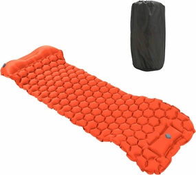 Camping Sleeping Pad Mat, Lightweight Inflatable Mattress, Sturdy 40D Nylon Fabric, TPU Laminate, for Tent Hiking Travel, Foldable Compact, Comfortable 3D Design (Orange)