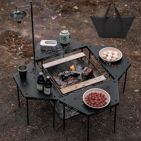 Camping Table, Outdoor Table, Barbecue Table, Camping Table, Splicing Table, Compact, Any Combination of Shape, Lightweight, Removable, 4 Steel Plates