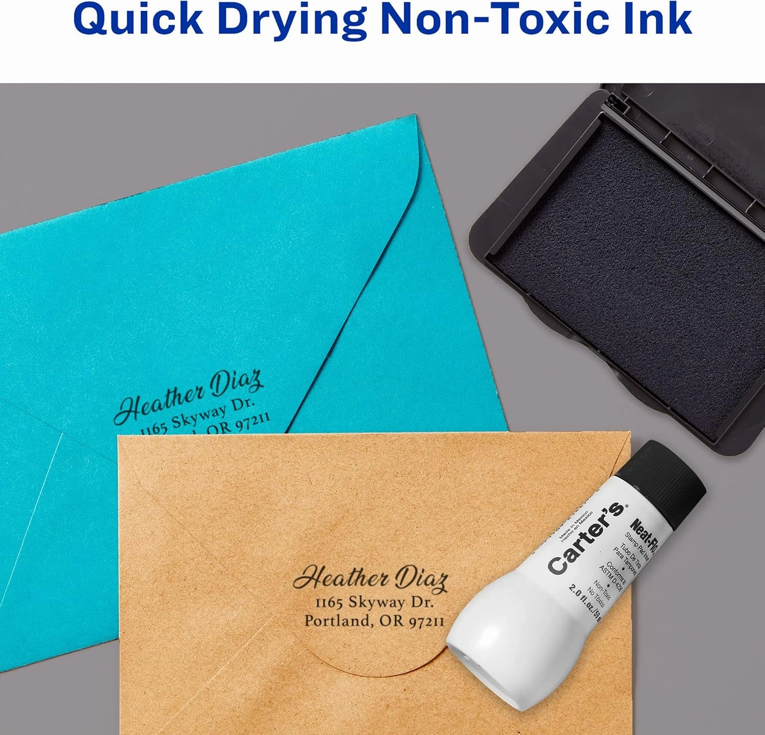 Carter's Neat-Flo Black Ink Refill for Re-Inkable Stamp Pads, 2 oz Bottle, 6-Pack (22348)