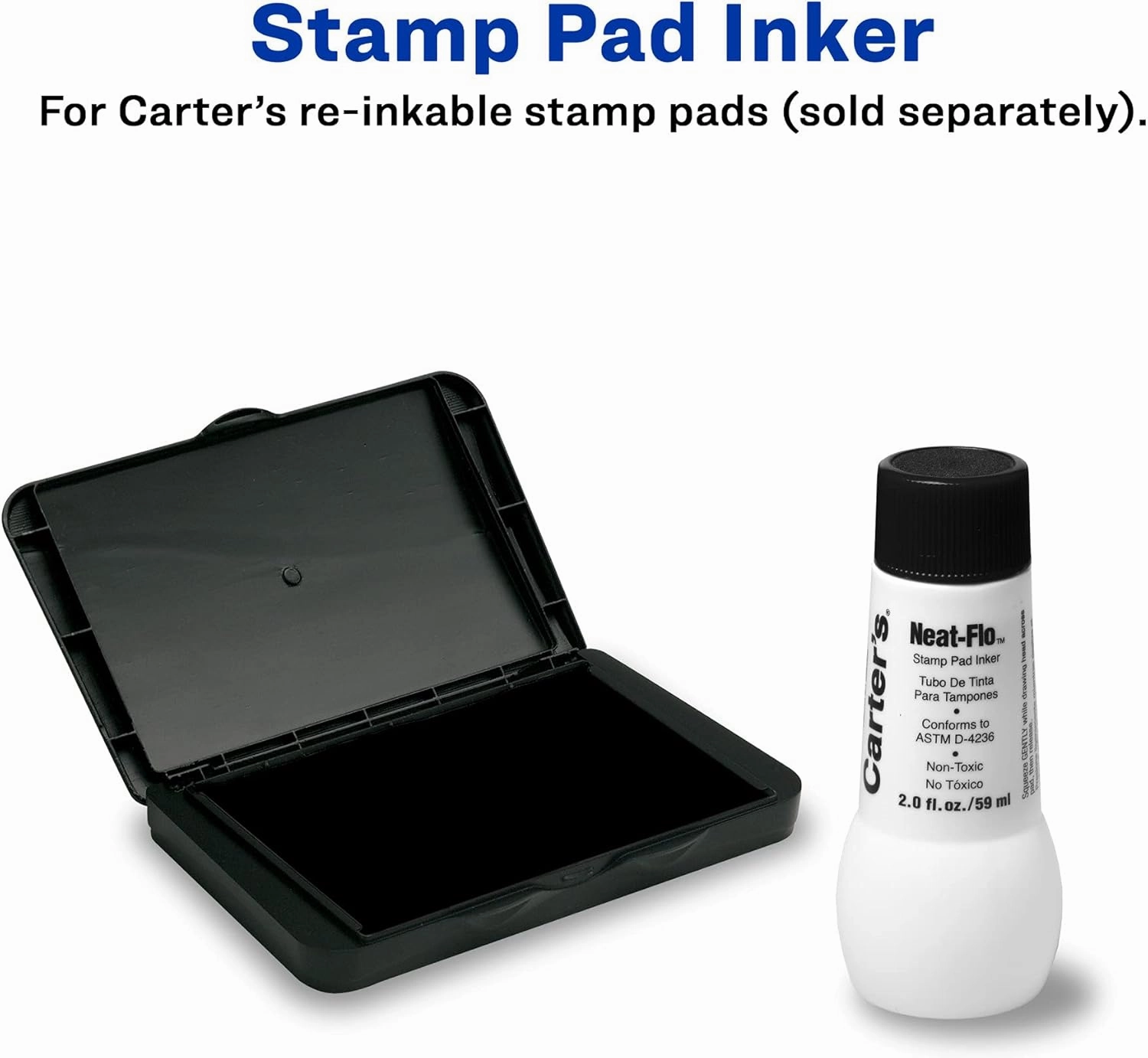 Carter's Neat-Flo Black Ink Refill for Re-Inkable Stamp Pads, 2 oz Bottle, 6-Pack (22348)