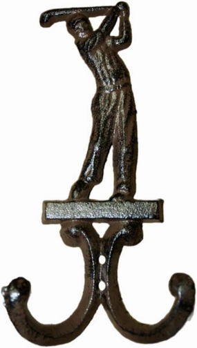 Cast Iron Antique Style Golf Coat Hooks Hat Hook Rack Towel Club Golfer IRP-726 Handmade Decor Artisan Art Decor For Home Vintage